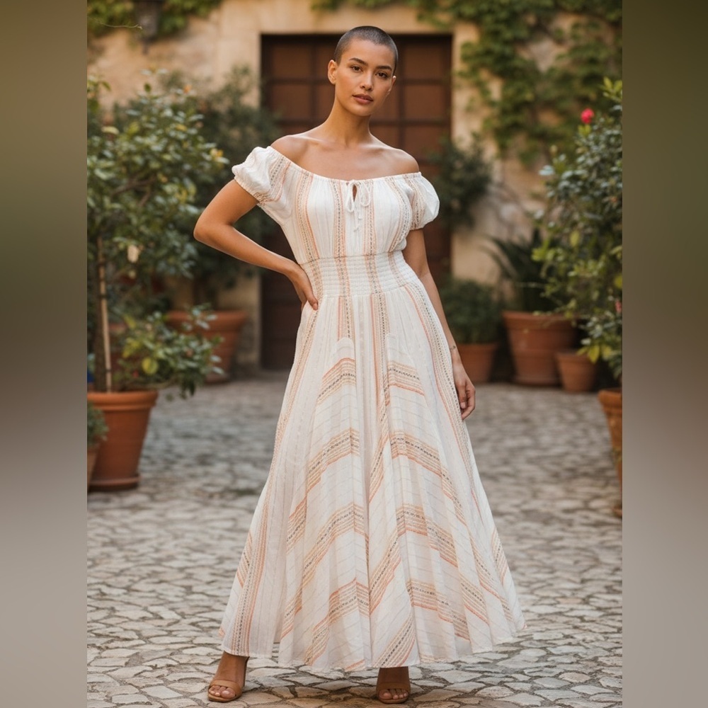 Philosophy Off-Shoulder Pastel Boho Dress M